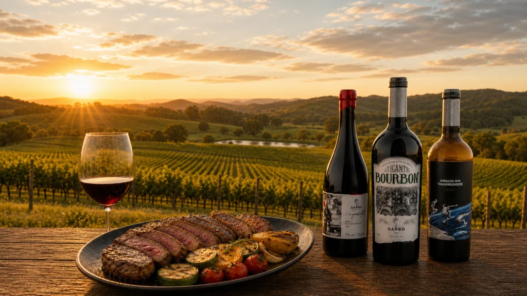 Vinos brasileños de Avelior con picanha y viñedo de Rio Grande do Sul