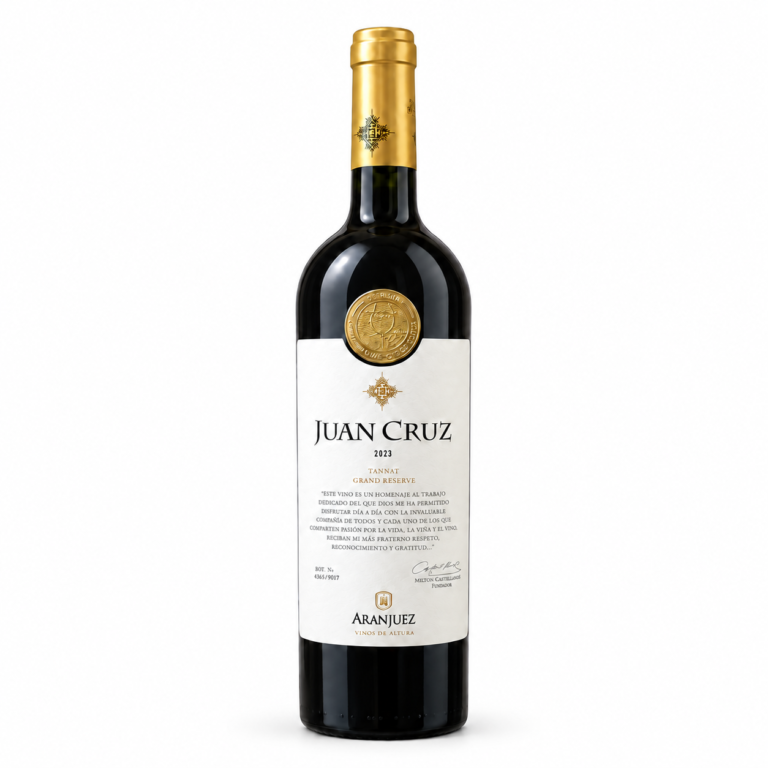 Botella Juan Cruz Tannat Grand Reserve 2023 sobre fondo blanco
