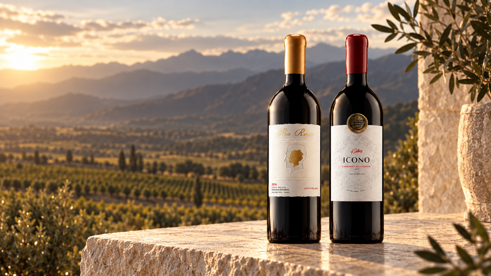 Elia Rosa 2016 e Ícono Cabernet Sauvignon 2017 de Kohlberg